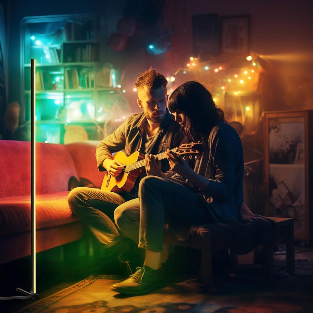 Умный угловой напольный светильник 150 см RGB с изменением цвета, управление через приложение TUYA, работающее с Google и Alexa, украшение для гостиной, игровой комнаты