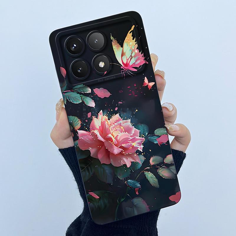 Для Xiaomi Poco X6 Pro 5G Чехол Poco X6Pro Задняя крышка Модный Минимализм Цветочный Мягкий Жидкий Силиконовый Чехол Для PocoX6 Pro Fundas