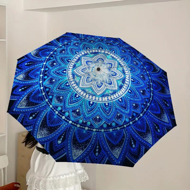 1pc Mandala Art Automatic Open/Close Umbrella, Halloween & Gifts - Ideal for Daily, Formal, Party Use, Durable Canopy yy251011024