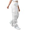 Womens Elastic High Waisted Cargo Pants Stretch Casual Wide Leg Streetwear Parachute Hiking Pants With Pockets