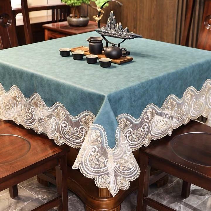Новая скатерть из искусственной кожи, водонепроницаемая и маслостойкая, несмываемая, бытовая, обеденная, европейская, кружевная, журнальный столик