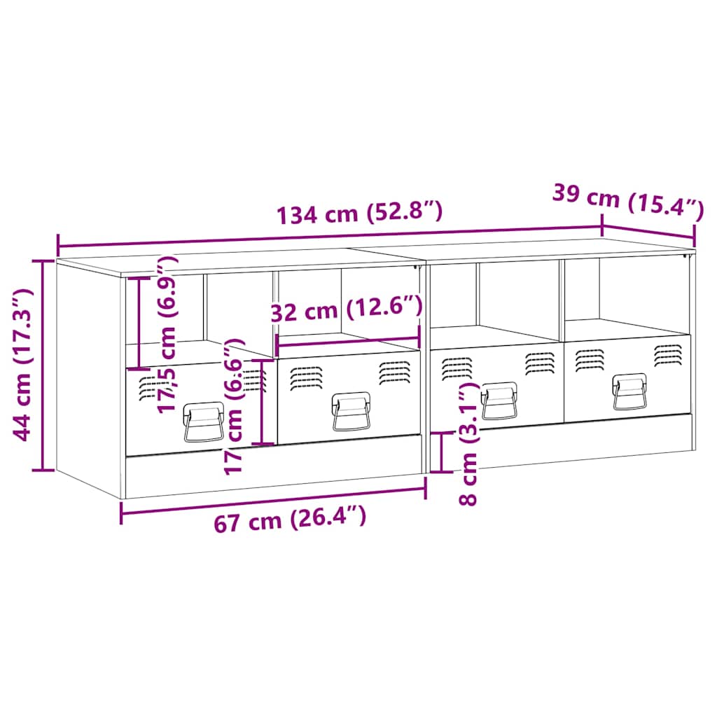TV Cabinets 2 pcs Black 67 x 39 x 44 cm Steel