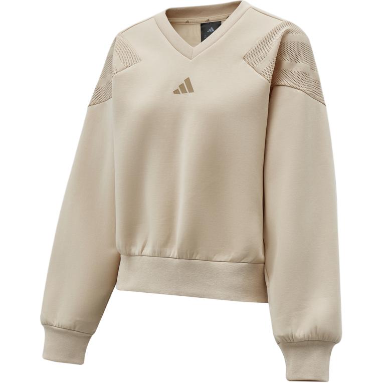 adidas Женский бежевый свитшот с V-образным вырезом и сетчатыми деталями на плечах KB4244