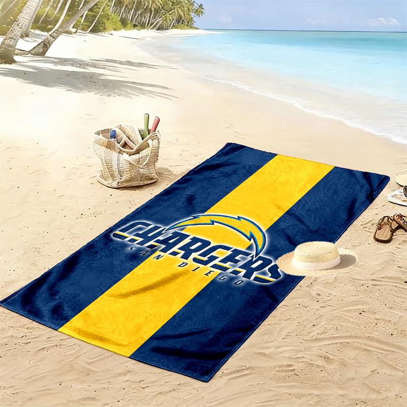 Los Angeles Chargers Print Beach Towel, Large Soft Quick Dry Towel for Beach Camping Swimming