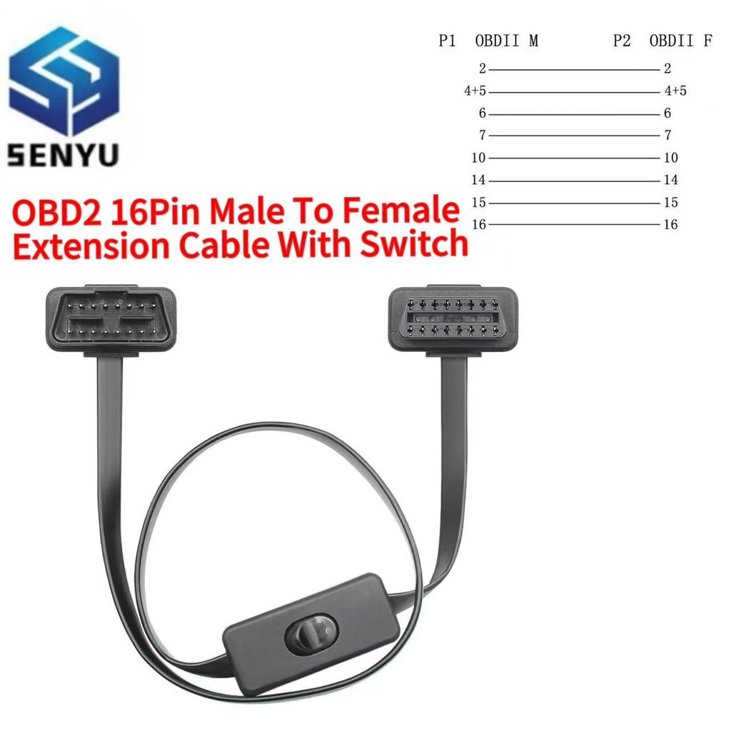 Câble d'extension OBD2 60CM 16 broches, 16 broches mâle à femelle, câble adaptateur de connecteur OBD 2, outil de Diagnostic de Scanner de voiture