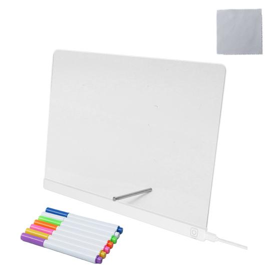 LED Note Board Rechargeable Acrylic Memo Pad Erasable Glowing Message Board To-do List Board Reusable Weekly Planner