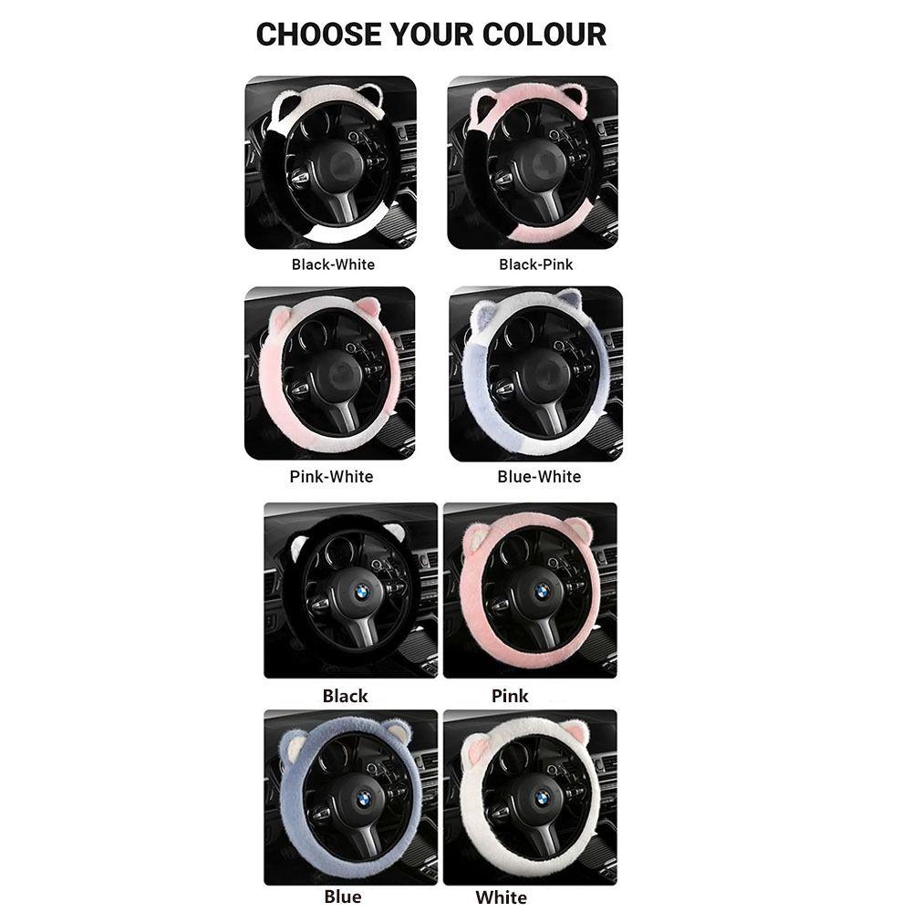 Non-slip Cat Ears  Steering Wheel Cover Warm Steering-Wheel Case Plush Steering Cover  Women