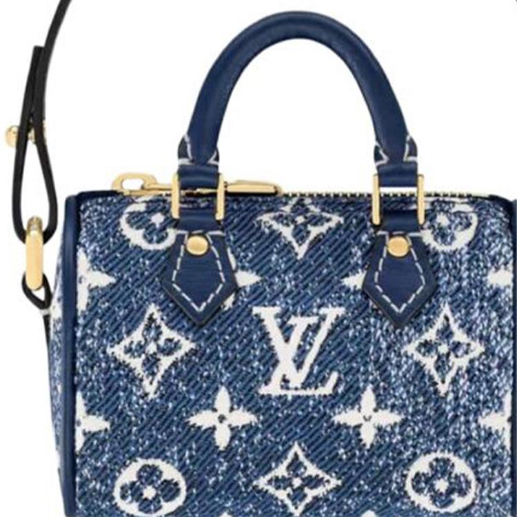 Louis Vuitton Speedy Micro Classic Monogram Джинсовая Сумка-Подушка Чехол для Ключей Кошелек для Монет Супер Мини Женские сумки Синий M00546