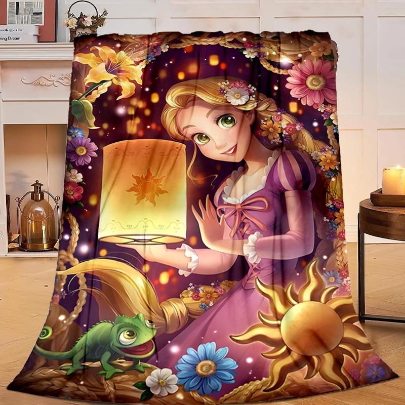 1PC Princess Rapun-zel Flannel Blanket Gift, Suitable for Both Men And Women, Soft Ideal for Beds And Sofa, Birthday Or Christmas Gift
