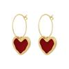 Милые серьги-сердечки с бордовой эмалью для женщин Love Heart Hanging Dangle