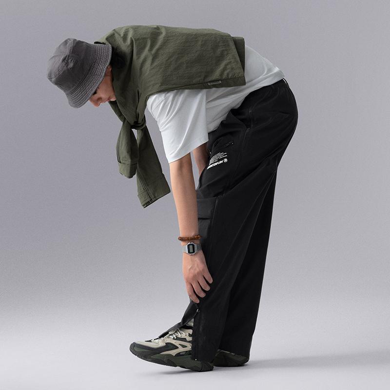 Li-Ning CF Surging Series Casual Solid Color Zipper Straight Loose Knit Sports Pants Men низ Black AYKU617-2