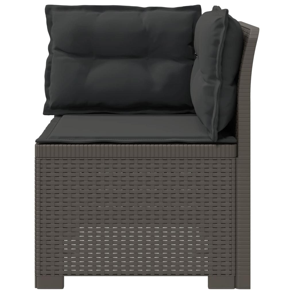 1 Seater Garden Sofa with Cushions Rattan Look PP Light Gray