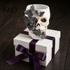 High-grade Textured Decor Gothic Butterfly Skull Pen Holder, Spooky Resin Makeup Brush Ornament Multifunctional Halloween Tea Light Candle Holder for