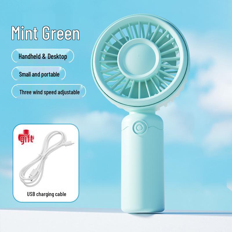 Portable Mini USB Rechargeable Handheld Fan with Desktop Stand - Student Gift