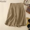 Womens Casual Elastic Waist Loose Summer Cotton Shorts