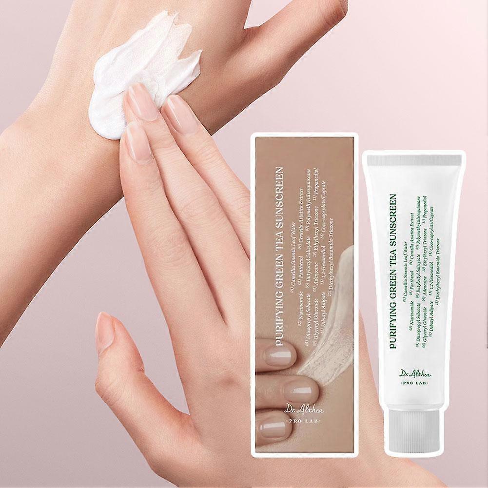 50ml Natural Green Tea Sunscreen Gentle Protection High Efficiency Sun Protection Refreshing Non Greasy Light Breathable Invisible