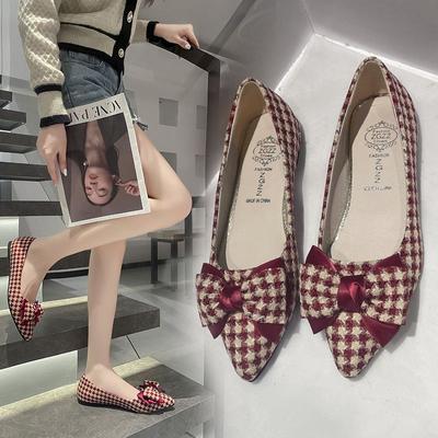 Женская летняя обувь на плоской подошве, женская обувь 2024 года, красная вечерняя обувь на плоской подошве с острым носком и бантом, стильная социальная тенденция 39
