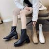 Ботильоны женские модные короткие сапоги на грубом каблуке большого размера женские сапоги на платформе с боковой молнией на высоком каблуке