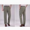 Летние тонкие брюки для мужчин среднего и пожилого возраста с высокой талией, эластичные свободные брюки из хлопка и льна, удобная и уникальная одежда высокого качества