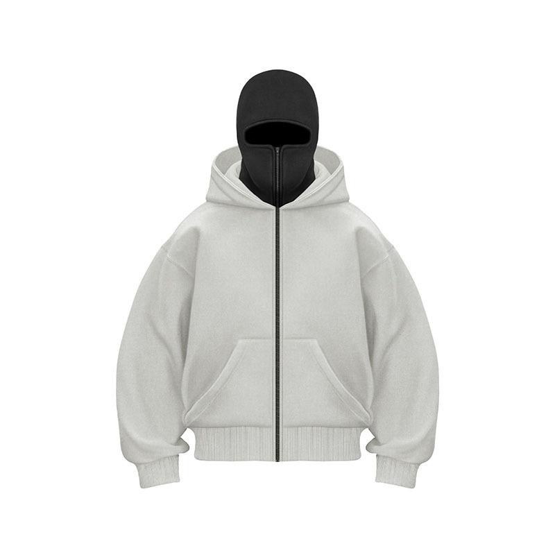 Y2K Gothic Harajuku Double Hat Design Sportswear Winter New Hoodie Ninja Mask Loose and Universal Winter Windproof Hoodie