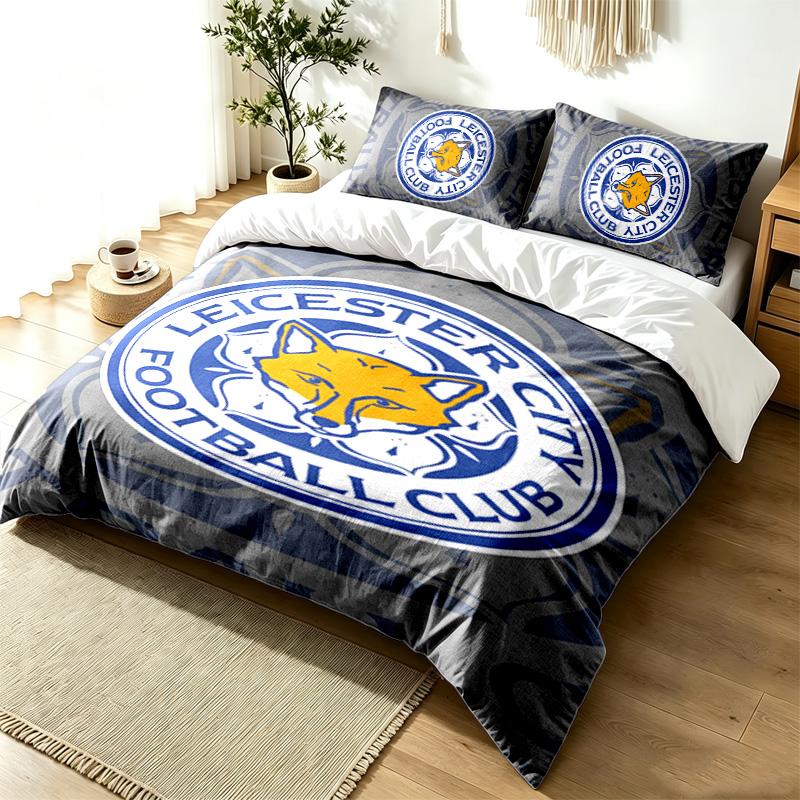 Leicester City 3pc Duvet Cover Set Simple Modern Bedding Set Wrinkle Resistant Soft Fabric All Season Use a perfect gift