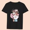 Women's Clothing Black T-shirt Casual Top Mom Family Print Series Round Neck Ladies Slim Commuter Short Sleeve Soft Ladies Top