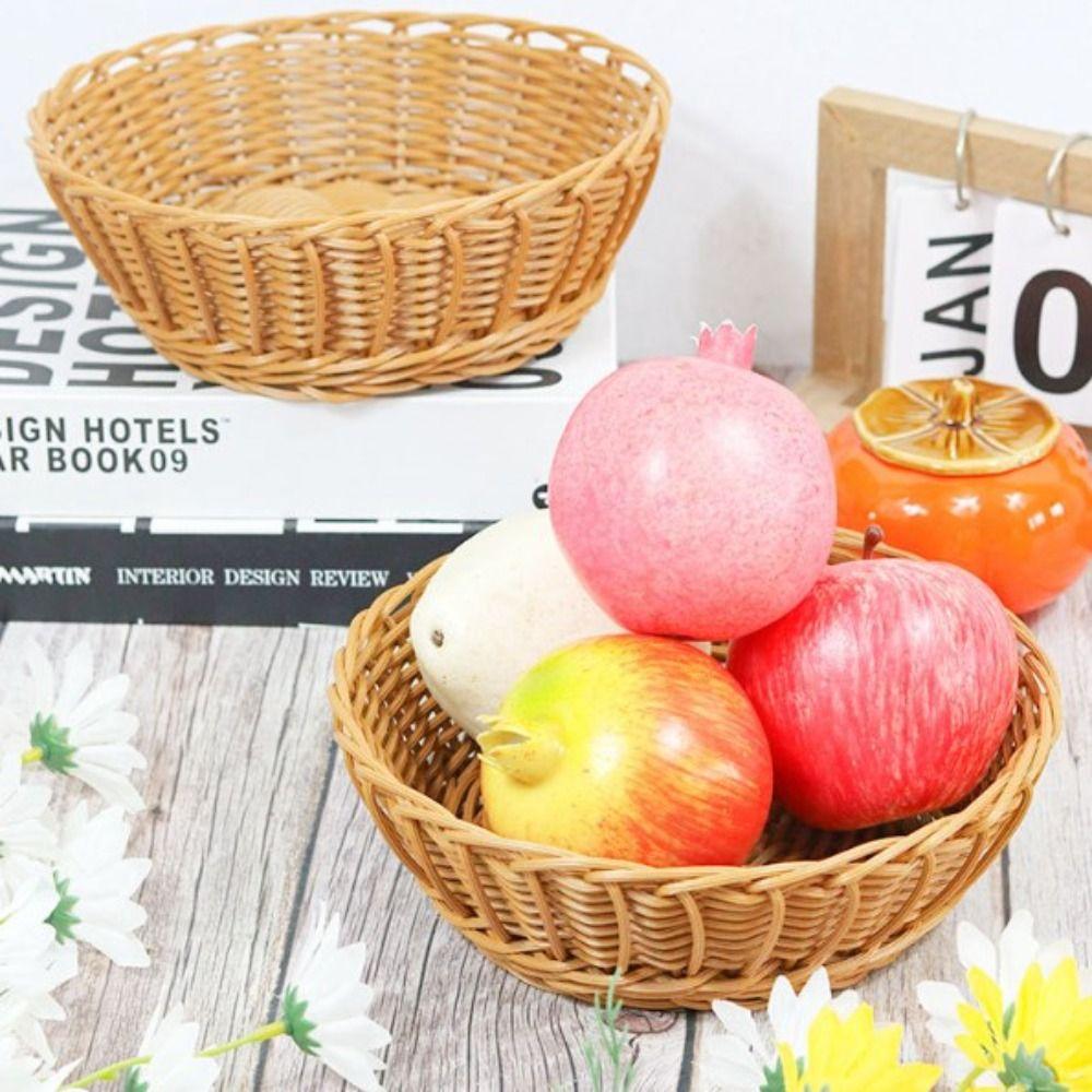 Бытовые плетеные ротанговые сервировочные корзины, поднос для торта и дим-самов, ресторанная сервировка стола, настольная витрина