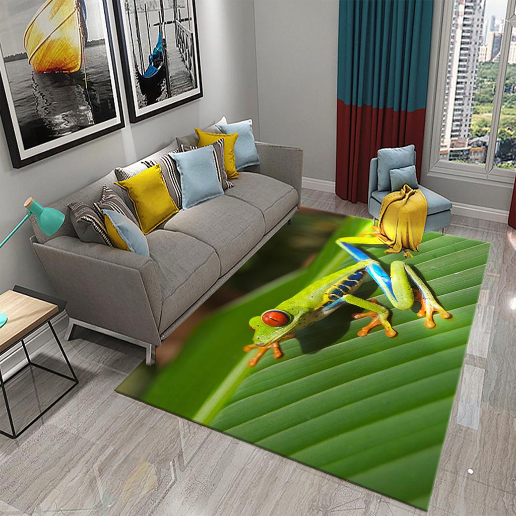 Ковер Лягушка Красочный Милый Ковер с Животным Принтом для Ванной Нескользящий Коврик для Зоны Гостиная Детская Спальня Напольный Коврик Декор для Прихожей