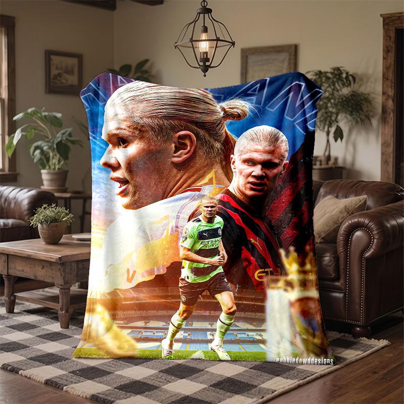 Erling Haaland Theme Fleece Blanket Cozy Soft Plush Blanket For Bedroom Couch Travel