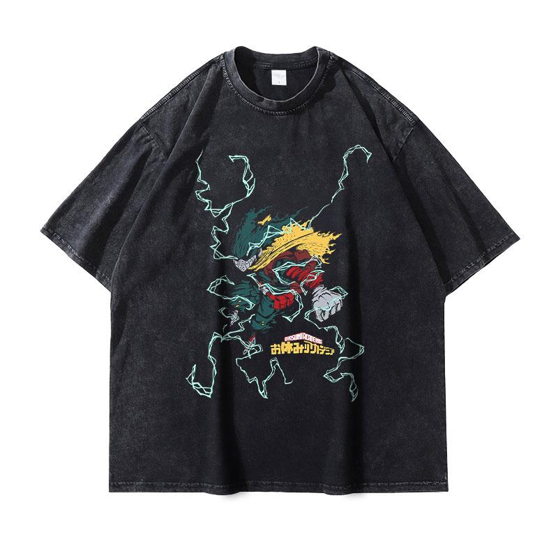 Himiko Toga Print Tshirt Vintage Washed My Hero Academia Anime Graphic T Shirts Oversized Harajuku Washed Tshirt Men Women Tees