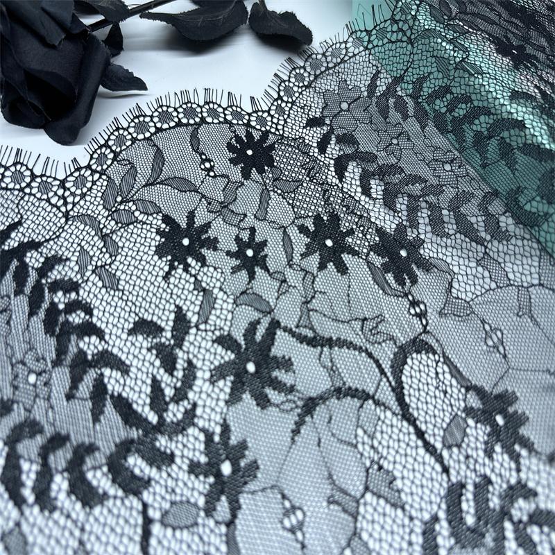 3м х 35см Французское кружево Шантильи, Неэластичное сетчатое кружево с ресничками для шитья, бюстгальтера, нижнего белья, платья, одежды, рукоделия