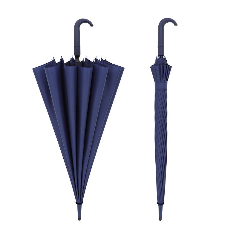 Автоматический зонт с 16 спицами Большой зонт с прямой тростью Маленькая ручка-крючок Рекламный зонт с длинной ручкой