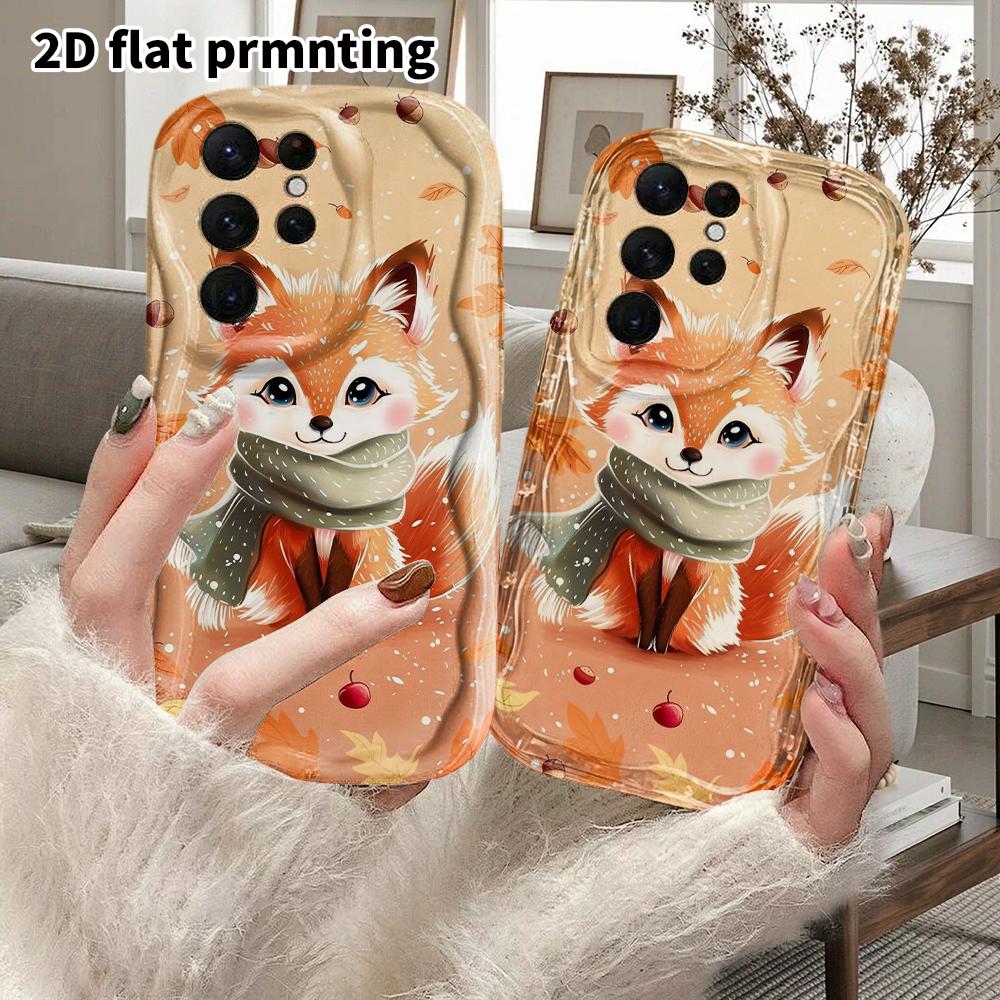 Phone Case: 2D Flat Samsung Galaxy A34 A35 M05 M06 S20 S22 S21 FE Plus 5G Protective Case, Couple Style, Fox Wearing a Scarf, Christmas and Halloween