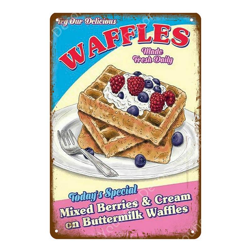 Еда, декор для хлеба, мороженое, молоко, клубника, соленые огурцы, вафли, металлические жестяные вывески, винтажный постер, настенная художественная табличка YI-010