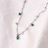 Exquisite Green Girls Copper Clavicle Chain Zircon Necklace Choker Fashion Jewelry