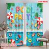 2pcs 2D Flat Printing Window Drapes Pool Party Summer Fun Time 100% Polyester Without Electricity Holiday Decorations Use for