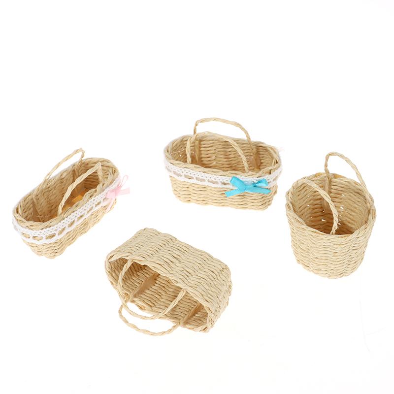 Мини милый кукольный домик из ротанга, плетеная вручную корзина, милые игрушки, куклы, миниатюрное украшение