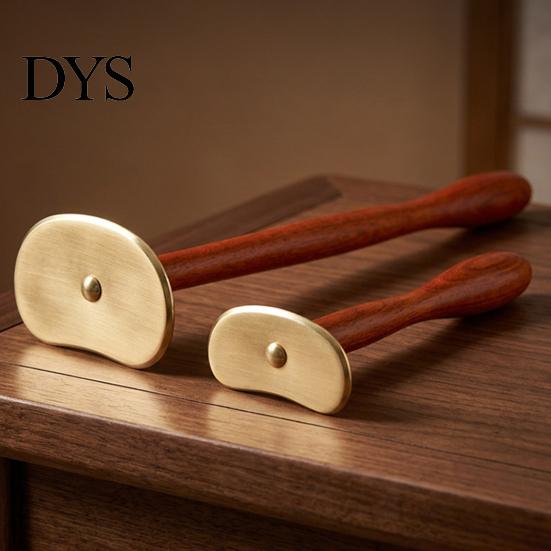 Professional Body Massage Tool Brass Gua Sha Scraper, Long Handle for Back Portable Self Care Equipment Neck, Meridian Relaxation Stick Care, Home Spa
