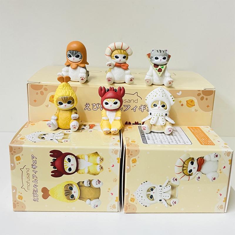 Mofusand Акула Кот Морские животные Слепая коробка Фрукты Фигурки кошек Игрушки Украшения Куклы Вентиляторы Дети Подарок