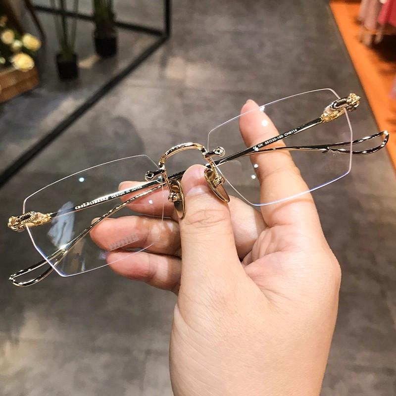 Сверхлегкие без оправы фотохромные очки с защитой от синего света, модные, готовые к установке линз по рецепту, в стиле Xiaohongshu, для мужчин и женщин