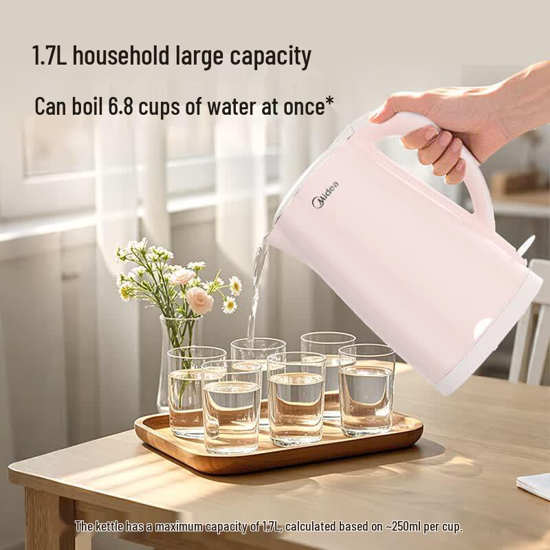 Midea 1.7L Double-Layer Anti-Scald Electric Kettle CN plug (adapter included)