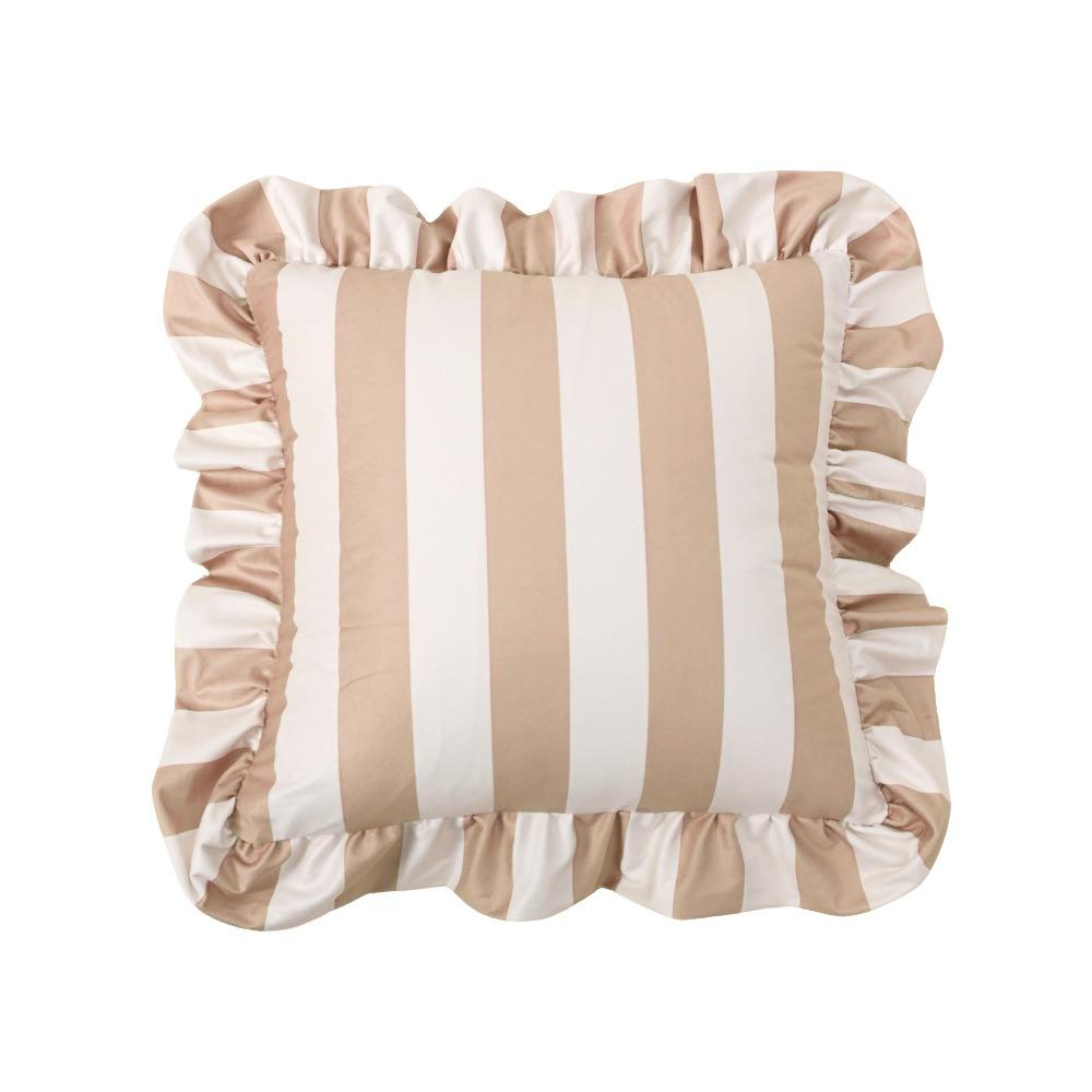 Striped Pillow Case Cover Lotus Leaf Skirt Edge Soft Pillowcase Home Decor Velvet Bedding Pillow Cover Bedroom Living Room
