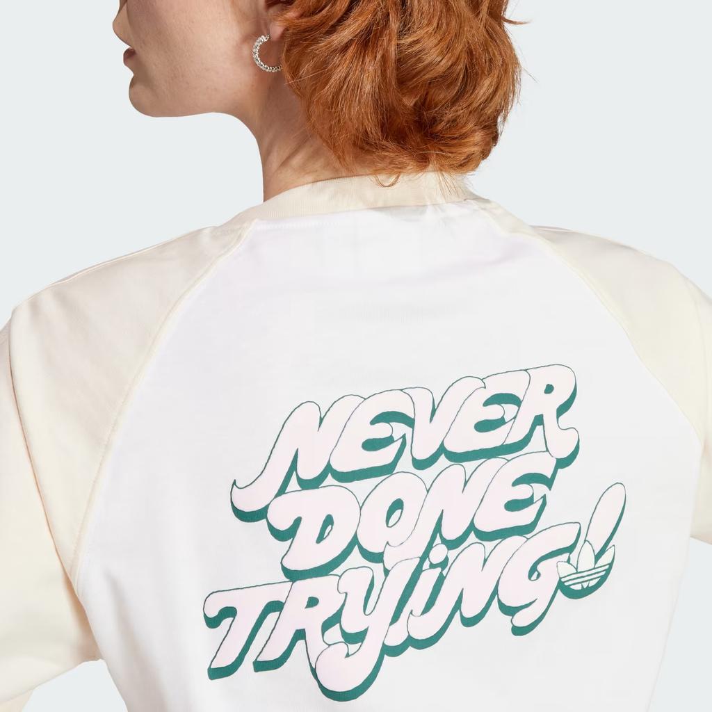 Adidas Футболка с длинным рукавом Originals с принтом букв, американская винтажная, цветная, спортивная, с круглым вырезом, женская, желтый IN4137