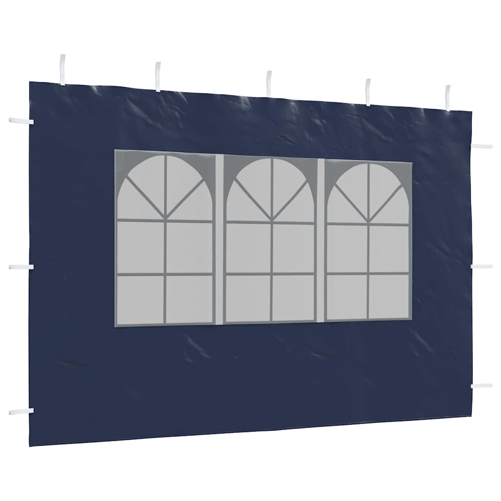Party Tent Side Walls 2 Pieces with Windows PE Blue