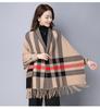 Autumn and Winter Shawl Women's Thickened Warm Scarf Dual-purpose Cape Temperament Fringed Cape with Sleeves Double-sided Wool Outer Cover