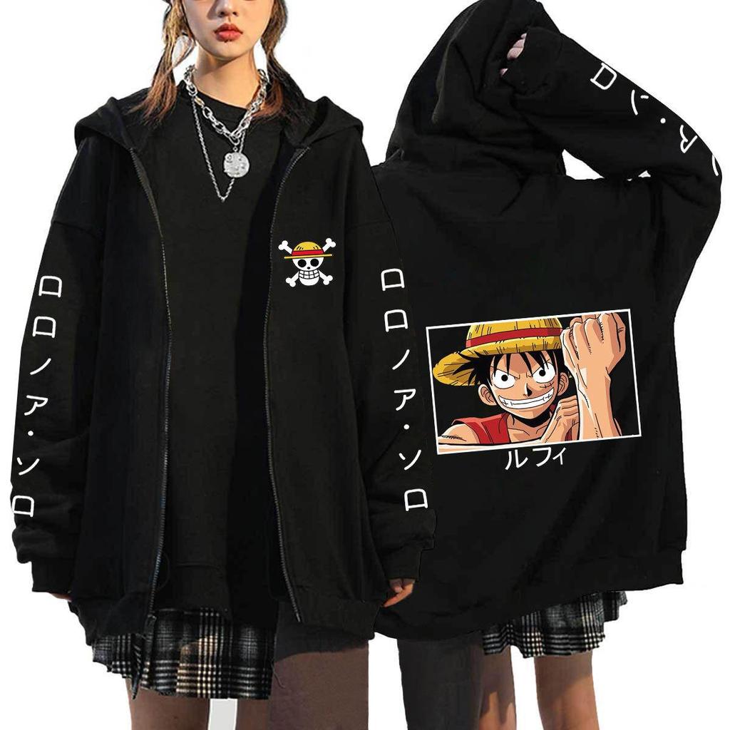 ONE PIECE Японское Аниме Луффи Чоппер Толстовки с молнией Женские Мужские Мультяшные Куртки Толстовка Унисекс Уличная Одежда Осенние Пальто Топы Кардиган