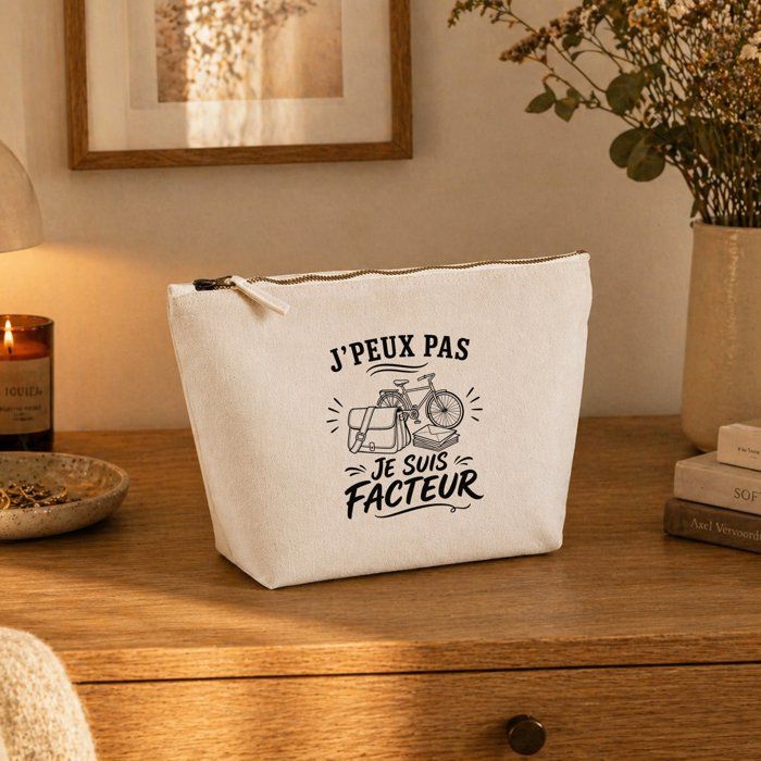 Trousse de toilette - PLANETEE - Collection « J'peux pas minimaliste » - Beige - 100% coton - 3 L, zip métal
