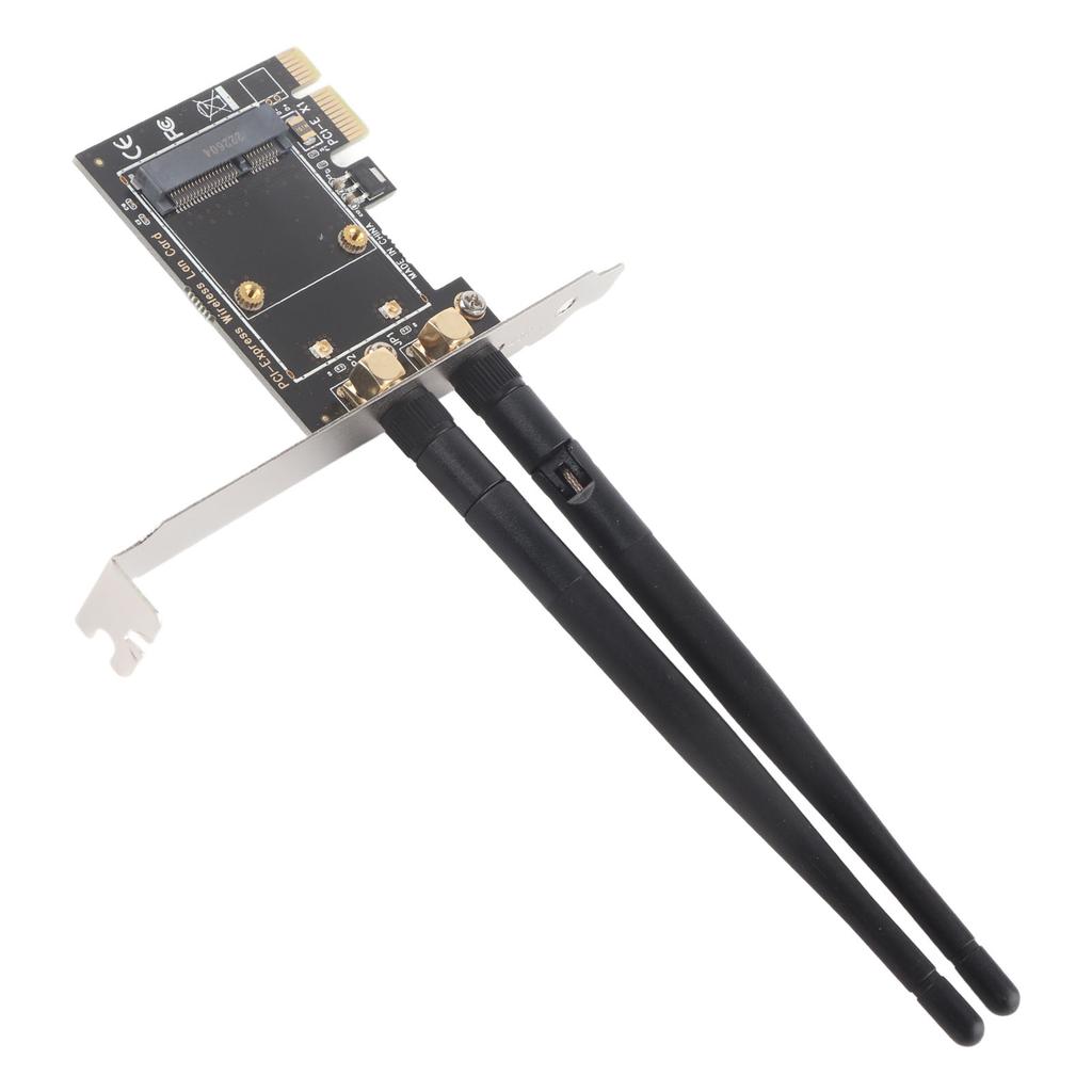 Mini PCI‑E to PCI‑E Card Adapter with 2 Antennas for Half Size PCI Express Wireless Card