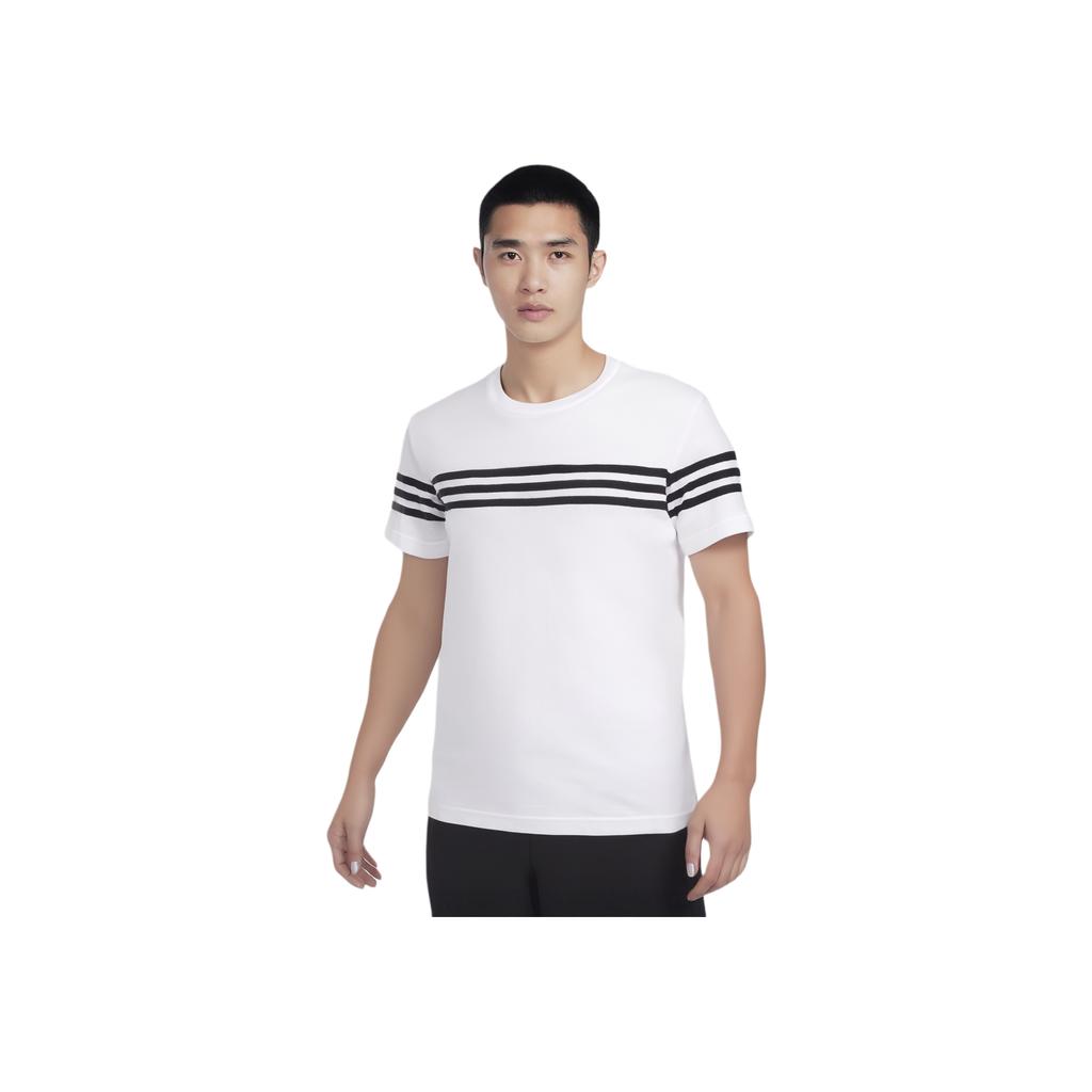 adidas Gfx T 3S Полосатый Дизайн Круглый Вырез Модный Универсальный Пуловер Футболка с Коротким Рукавом Мужские Топы Белый CX5024