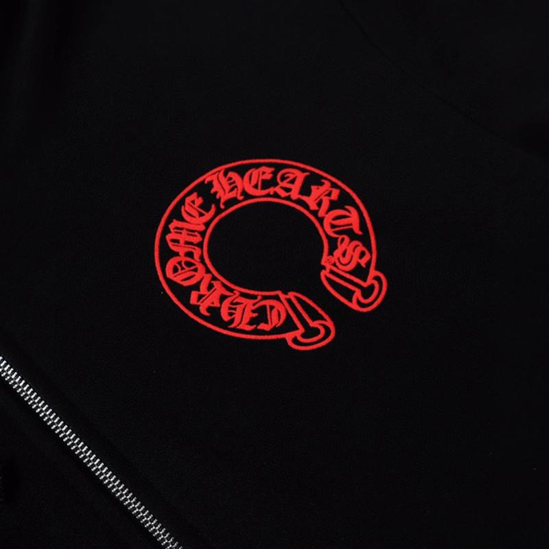 831 CHROME HEARTS 2026 Осень-Зима Новая модель Большого размера Классический стиль Логотип Молния Толстовка с капюшоном, Подходит для ношения парами